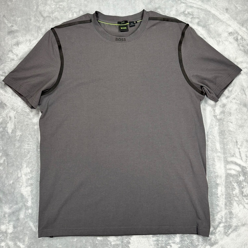 Hugo Boss Tee Tape Shirt Mens XL Gray Stretch Cotton Crew Neck T-Shirt 50531230